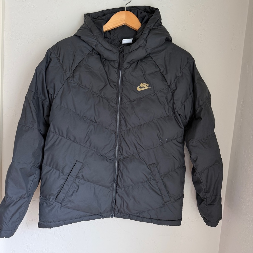 Nike Youth's Full Zip Black Puffer Winter Jacket with Hood Size XL - Picture 11 of 11